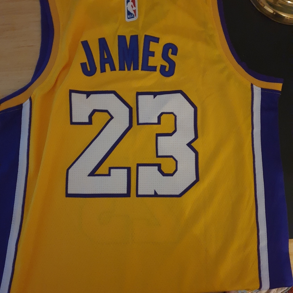 Lebron James Yellow Lakers Size 48 #23 Jersey
